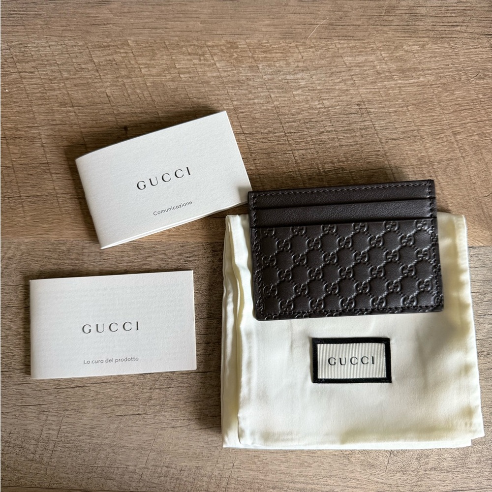 Gucci Dark Brown Embossed Card Holder